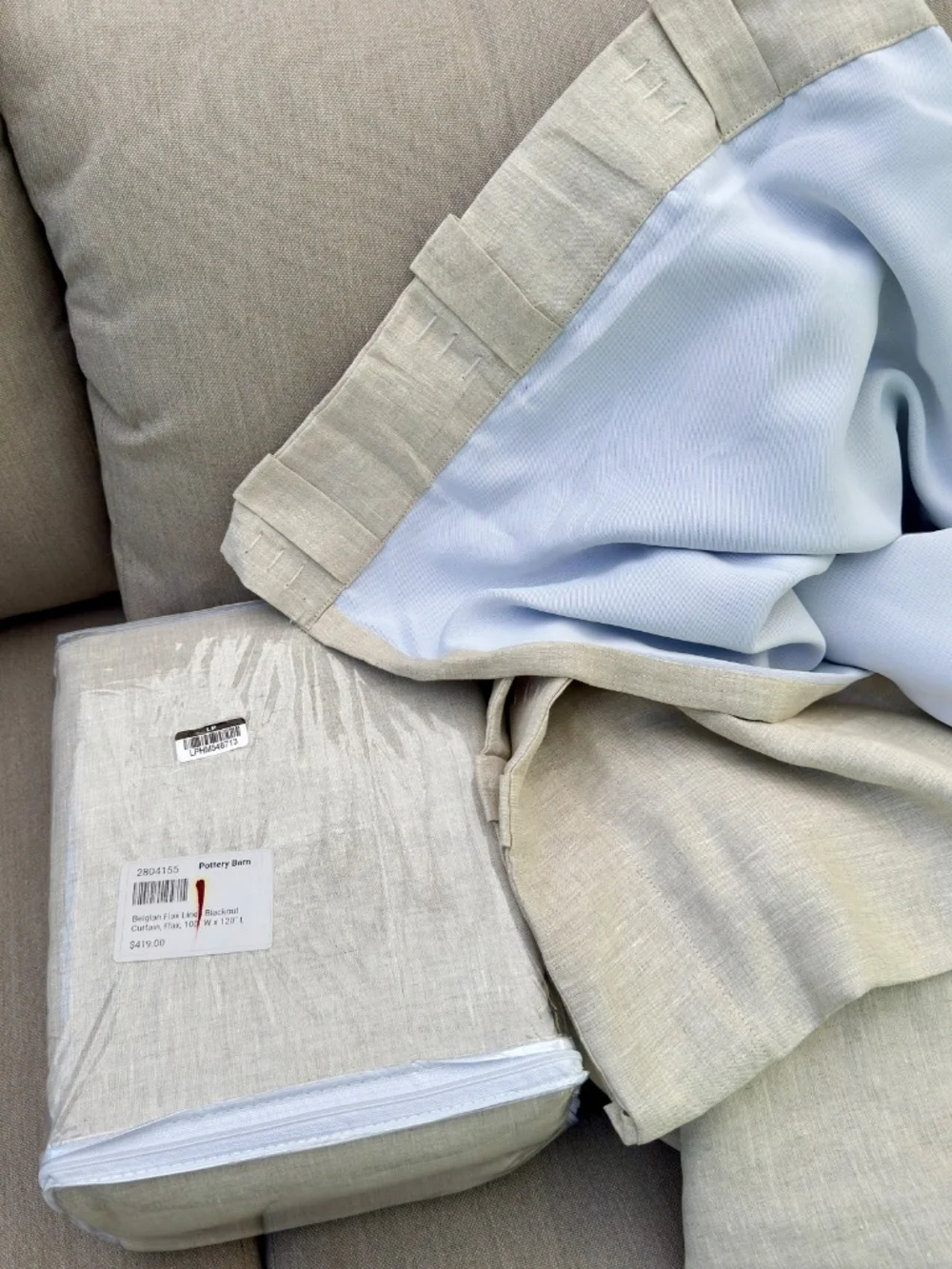 NEW Pottery Barn Belgian Flax Linen Blackout Curtains - Set of 2  100” W x 120